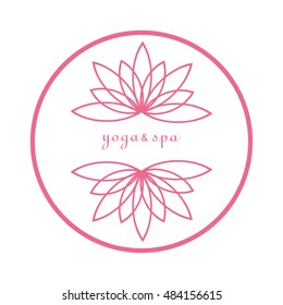 Lotus symbol icons. Vector floral labels for Wellness industry.