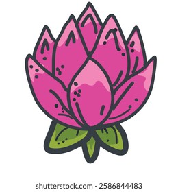 Lotus, Symbol of purity, enlightenment and spirituality in Thai culture. Elegant petals, flowing lines, maybe with traditional patterns or in Buddhist style. isolated on white background.vector