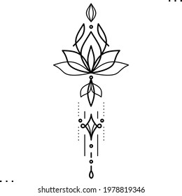 Lotus Tattoo Design Pattern Black Outline Stock Vector (Royalty Free ...