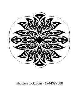 Lotus tattoo pattern in Simple style. Yoga symbol. Isolated. Vector 