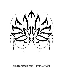 Patrón de tatuajes de Lotus en estilo simple. Aislado. Ilustración vectorial.