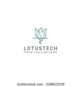 Lotus tech logo design icon vector