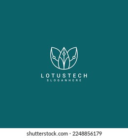 Lotus tech logo desing icon vector