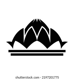 Icono negro de Lotus Temple. Adecuado para necesidades de diseño de sitios web, contenido, afiches, banner o edición de video