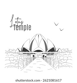 lotus temple  Delhi India vector 