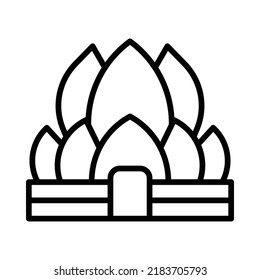Lotus Temple Icon. Line Art Style Design Isolated On White Background