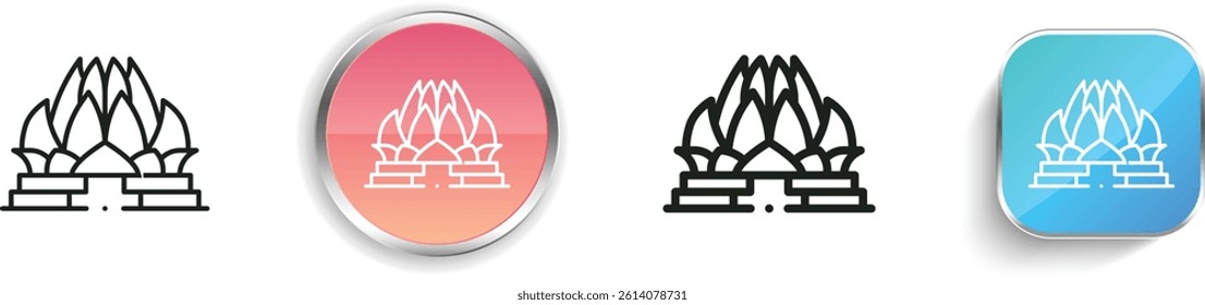 lotus temple icon. Thin Linear, Regular and Button Style Design Isolated On White Background