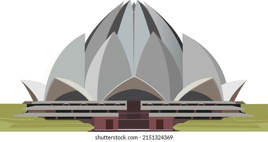 Lotus Temple India Vector Illustration 