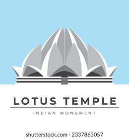 Lotus Temple, Indian Monument Vector Illustration