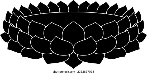 Lotus Throne, Buddhism lotus, shape vector, black, isolated
