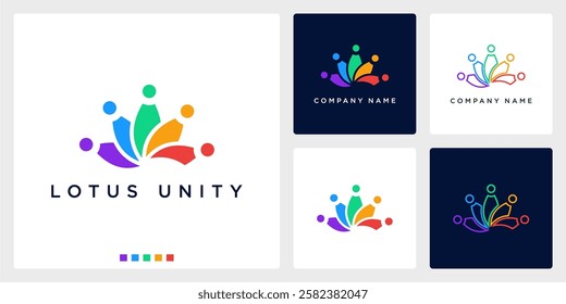  lotus unity logo with human vector template