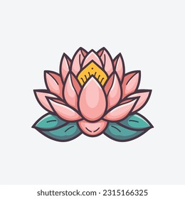 lotus vector 2d flat color white background