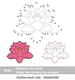 Lotus in vector to be traced by numbers. Vector visual game.