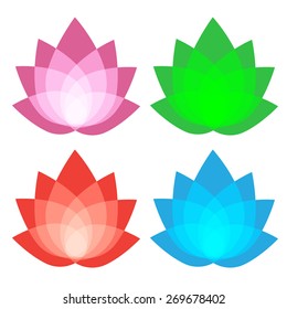 Lotus vector  colorful set 