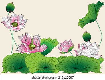 Lotus Vector Drawing Background Textabstract Lotus Stock Vector ...