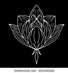 Lotus vector illustration. Doodle style. Design, print, logo, decor, textile, paper.