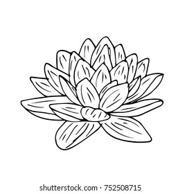 Lotus vector illustration. Doodle style. Design, print, logo, decor, textile, paper.