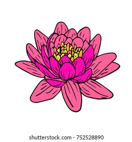 Lotus vector illustration. Doodle style. Design, print, logo, decor, textile, paper.