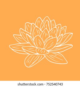 Lotus vector illustration. Doodle style. Design, print, logo, decor, textile, paper.