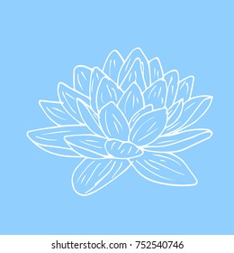 Lotus vector illustration. Doodle style. Design, print, logo, decor, textile, paper.