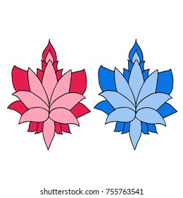 Lotus vector illustration. Doodle style. Design, print, logo, decor, textile, paper