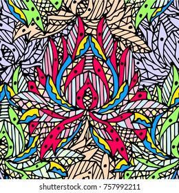 Lotus vector illustration. Doodle style. Design, print, logo, decor, textile, paper