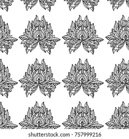 Lotus vector illustration. Doodle style. Design, print, logo, decor, textile, paper