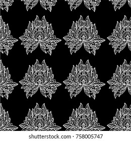 Lotus vector illustration. Doodle style. Design, print, logo, decor, textile, paper