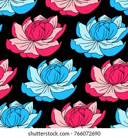 Lotus vector illustration. Doodle style. Design, print, decor, textile, paper