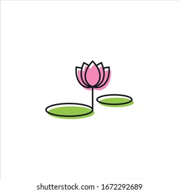 lotus vector logo design template, minimal line petal beauty icon, vector illustration