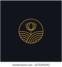 plantilla de diseño de logotipo vectorial lotus, icono de belleza pétala de línea mínima, ilustración vectorial