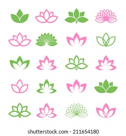 Lotus vector set for wellness, spa and yoga.