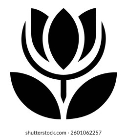 Lotus, water lily black icon logo