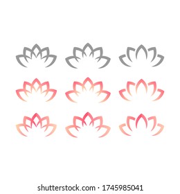 Lotus or water lily blossom pink floral design for logo. Yoga or spa vector symbol.