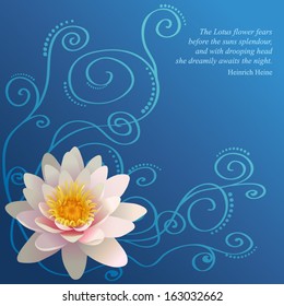 Lotus and weave on blue background