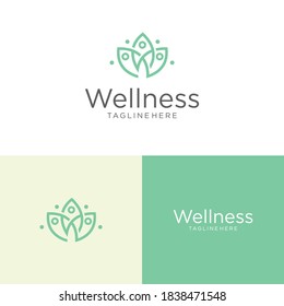 Lotus Wellness Logo Vector Icon . Business spa logo massage healthy design template concept. elegant Lotus flower logo, yoga, and wellness symbol vector