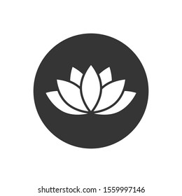 Lotus white icon or Harmony icon on gray. Vector
