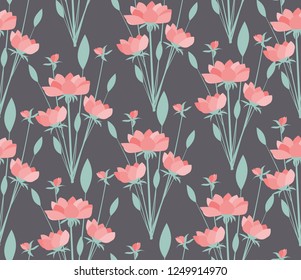 lotus wild flowers seamless pattern vector art