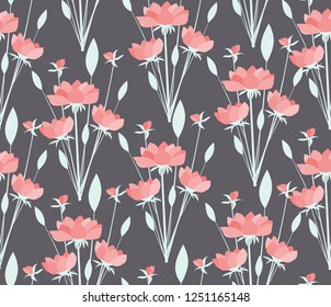 lotus wild flowers seamless pattern vector art