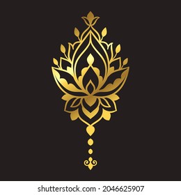 Lotus yoga esoteric art. Vector illustration. Design, hand drawn zenart ornamental. Tribal, Boho, India, hippie, Bohemian styles