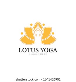 lotus yoga exercise vector logo design template