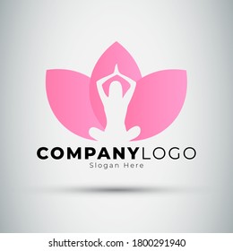 Lotus yoga logo design with pink modern gradient