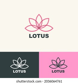 Lotus Yoga Logo Design Pink outline inspired. Lotus Yoga Meditation Logo Design. natural health health fitness and yoga logo design