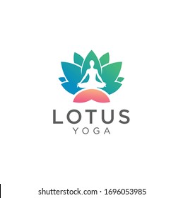 Lotus yoga logo design Vector Illustration . Yoga Center Logo Template . Meditation woman logo. Yoga pose Logo vector