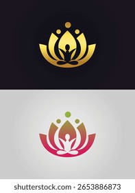 Lotus yoga logo modern vector template