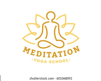 Lotus yoga logo - vector illustration, emblem design on light background