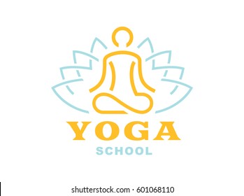 Lotus yoga logo - vector illustration, emblem design on light background