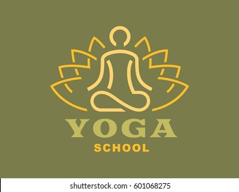 Lotus yoga logo - vector illustration, emblem design on light background