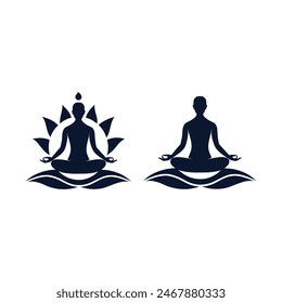Lotus yoga poses icon, Meditation position silhouette vector illustration.