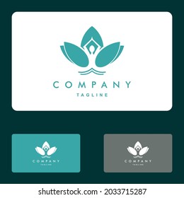 Lotus, yoga, spa and wellnes logo set vector icon illustration designs